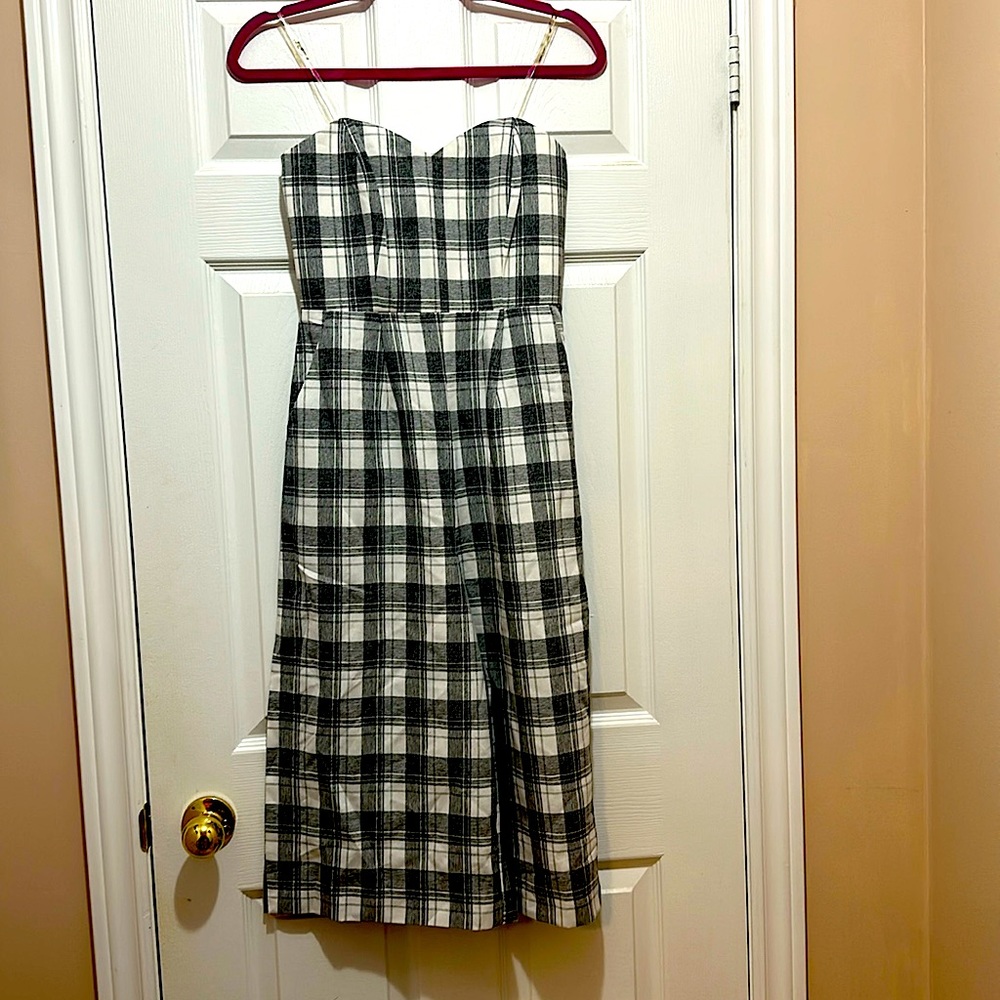 Black white plaid jumpsuit